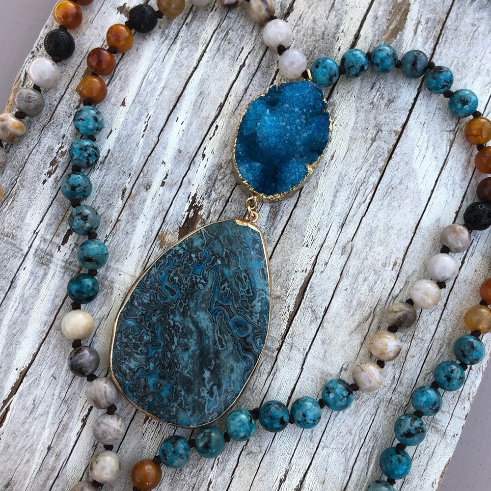 Artisan Druzy Quartz Pendant Necklace! - Picture 2 of 8